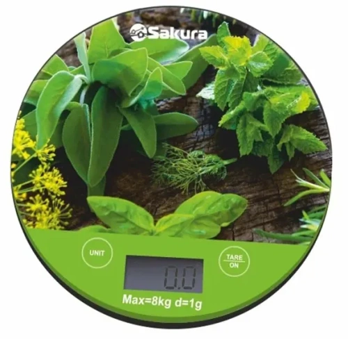 SAKURA весы кухонные 8кг зелень  SA-6076G